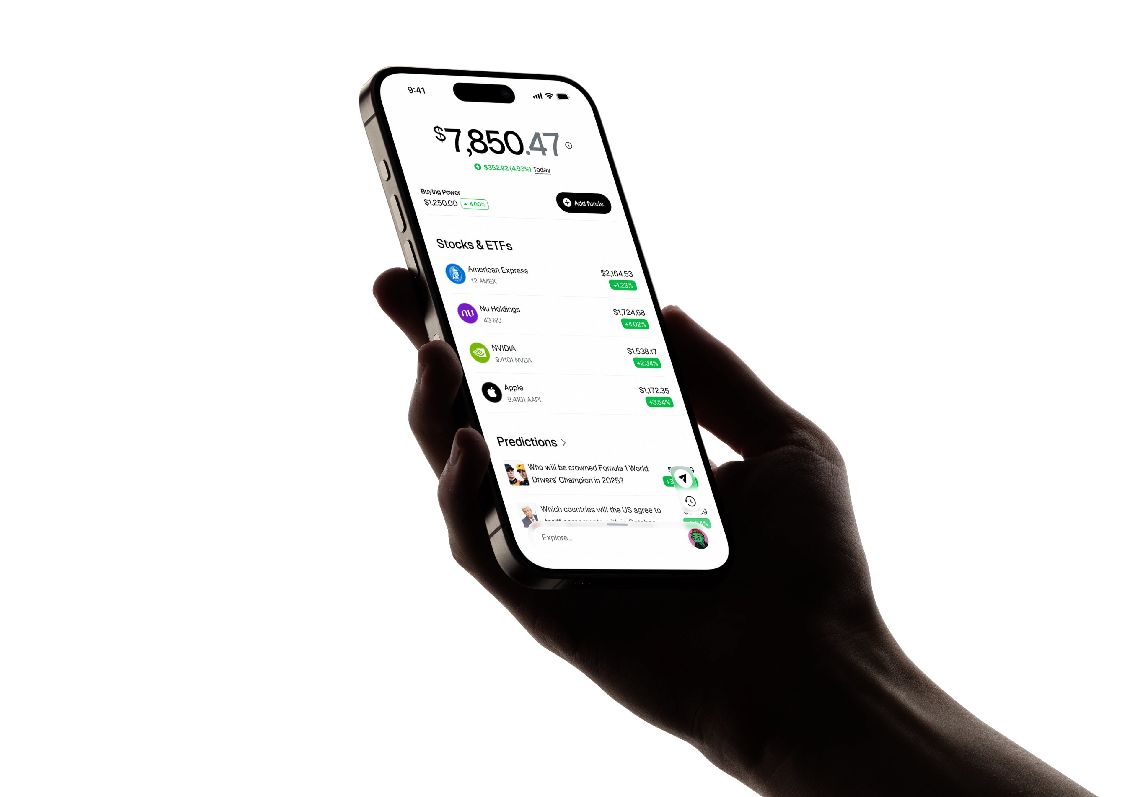 The Berry app on an iPhone, showing a stocks and ETFs portfolio